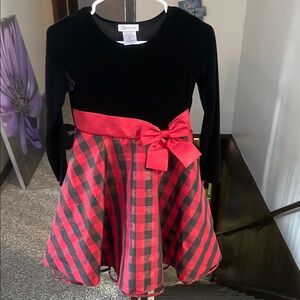 Bonnie Jean Black and Red Plaid Formal Dress